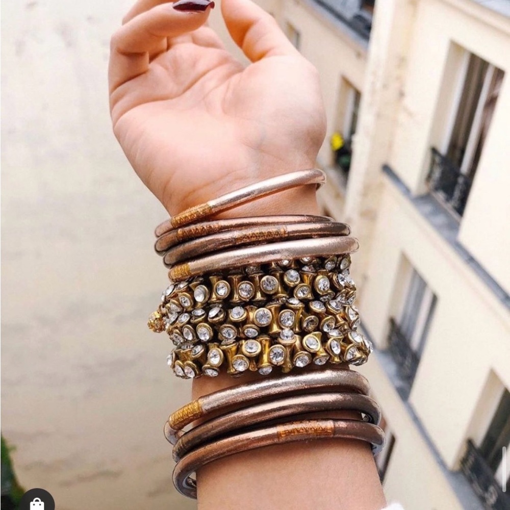 BudhaGirl Gold-Tone Crystal Cluster Stretch Bracelet